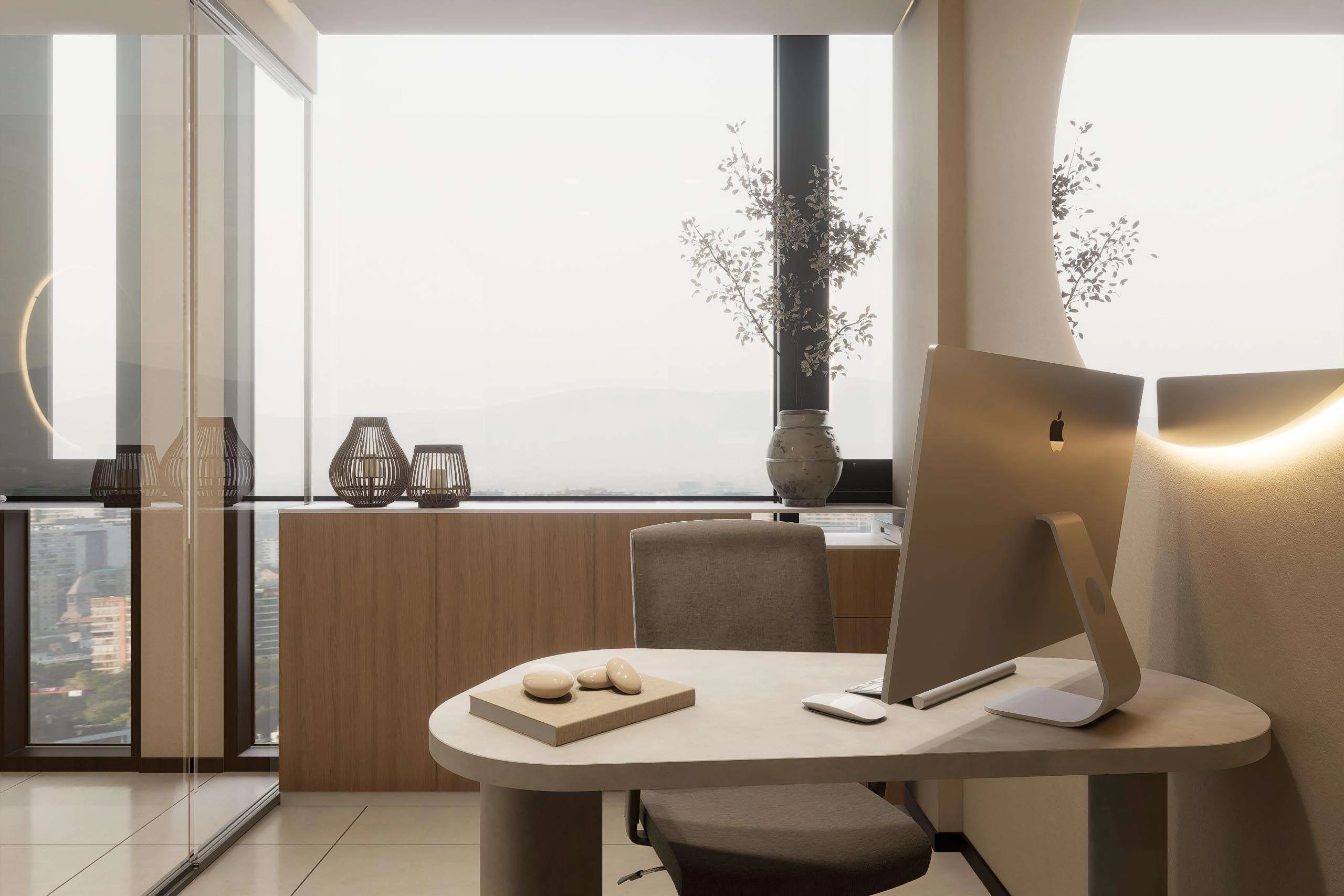 Escritorio de consulta con vista a la ciudad de la Clínica Dental/Estética en Machalí — Grupo Lecaros