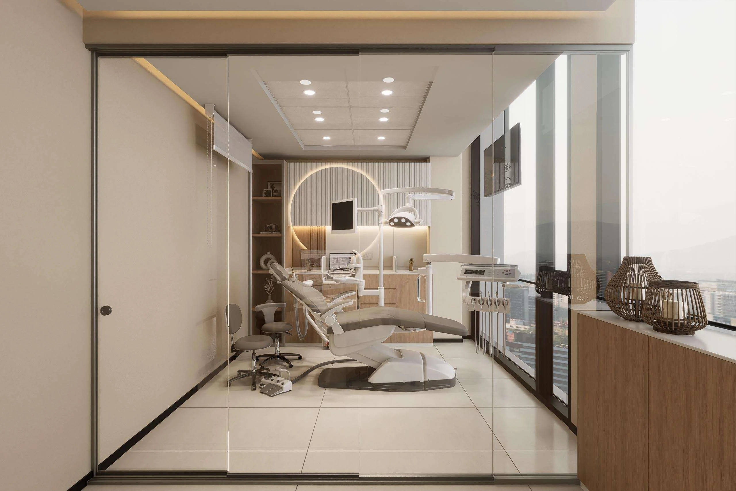 Box clínico con sillón dental y mesón de la Clínica Dental/Estética en Machalí — Grupo Lecaros