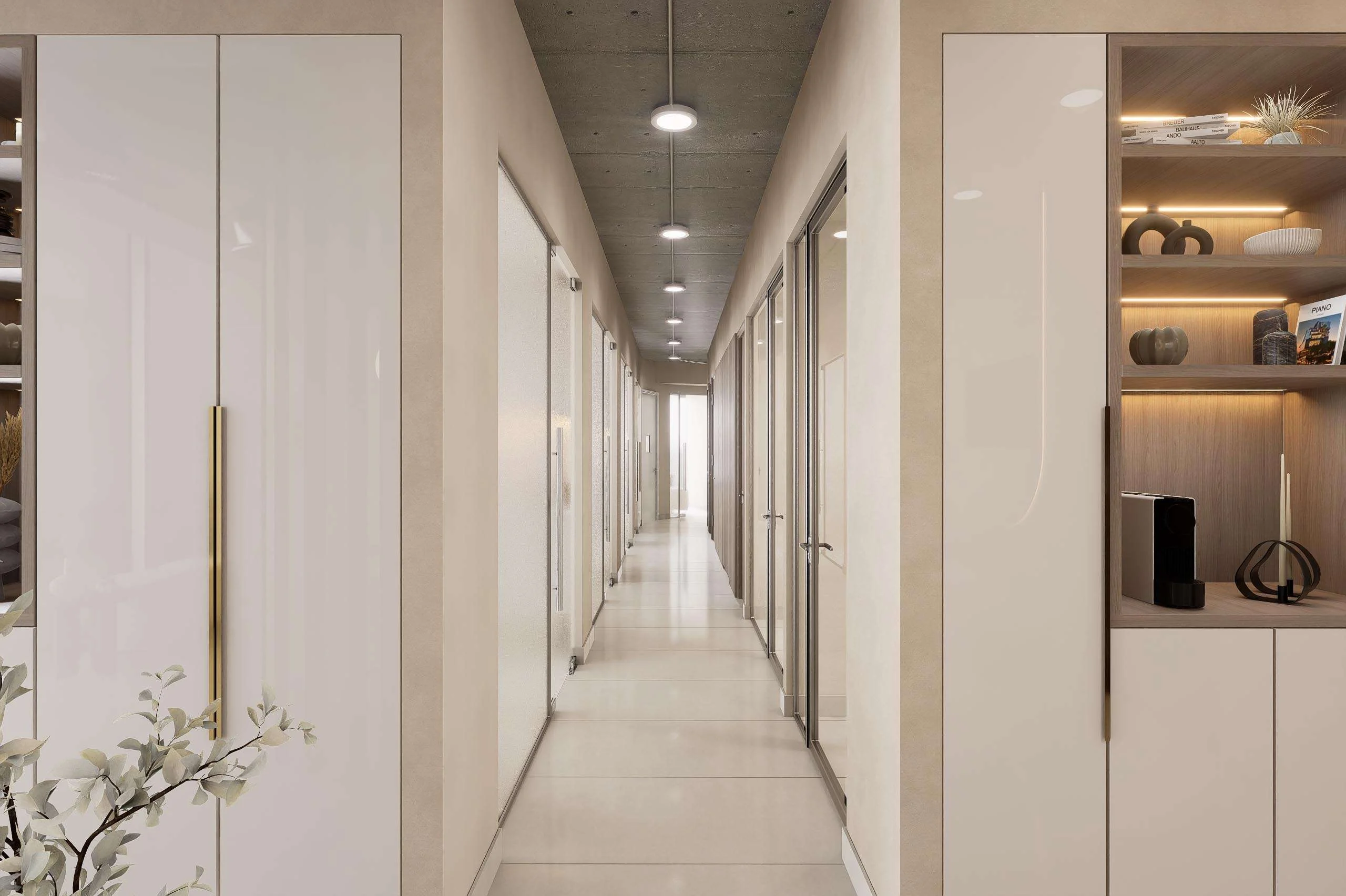 Circulación con carpintería a medida de la Clínica Dental/Estética en Santiago — Grupo Lecaros