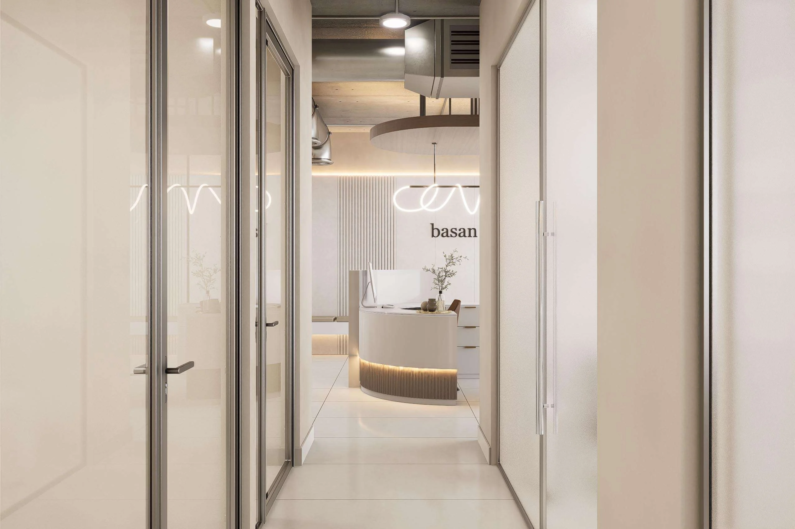 Circulación hacia la recepción de la Clínica Dental/Estética en Santiago — Grupo Lecaros