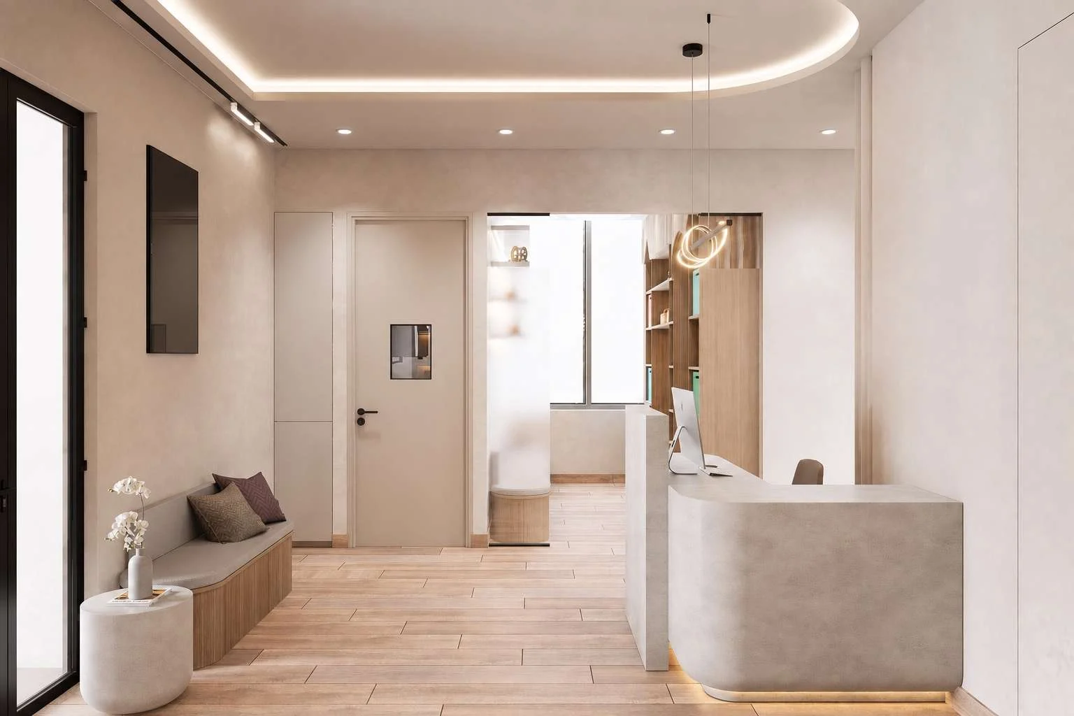 Sala de espera y acceso a los boxes de la Clínica Odontológica en Buenos Aires — Grupo Lecaros