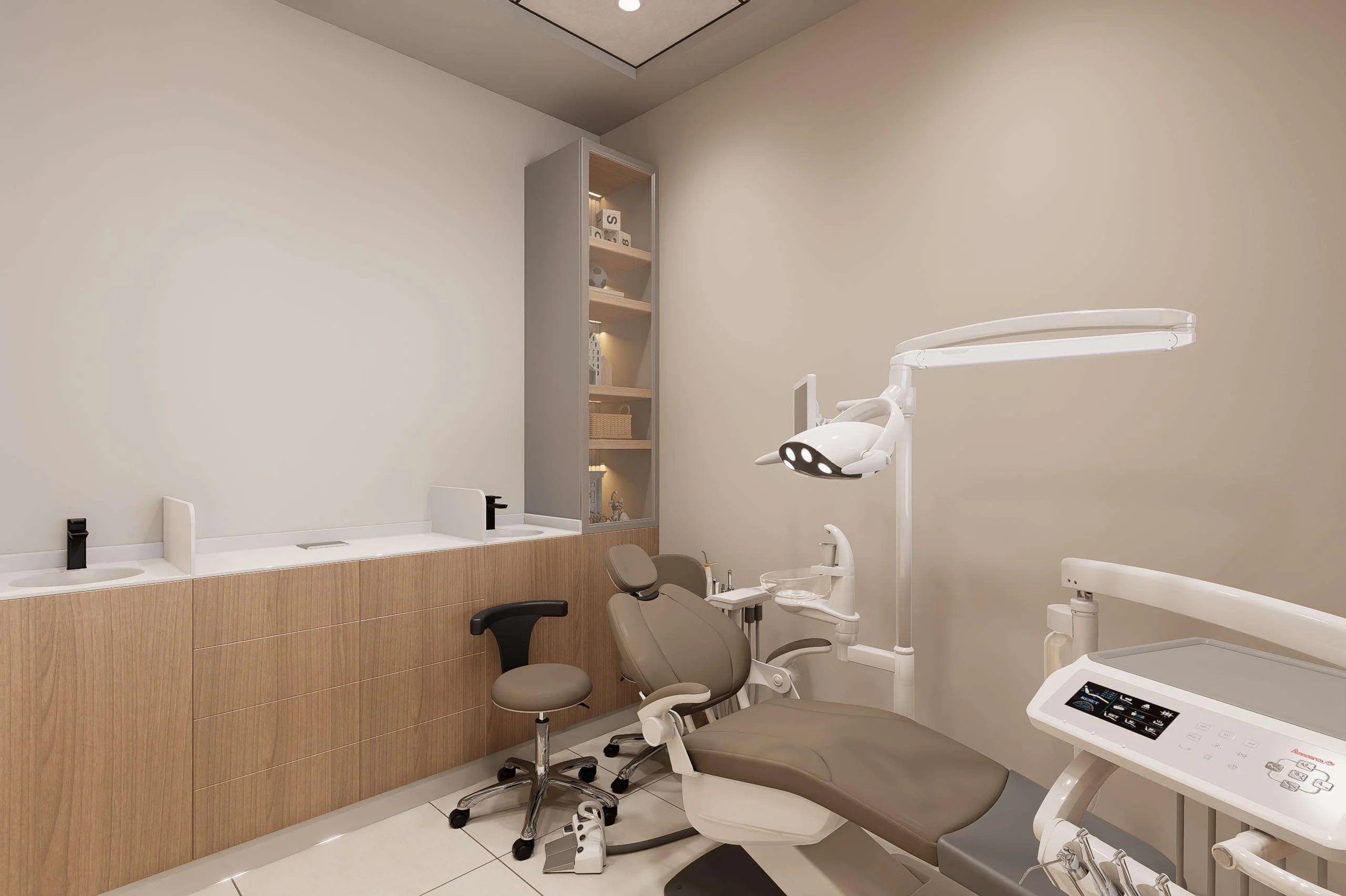 Box odontológico con sillón dental y mesón de roble de la Clínica Odontológica en Puchuncaví — Grupo Lecaros