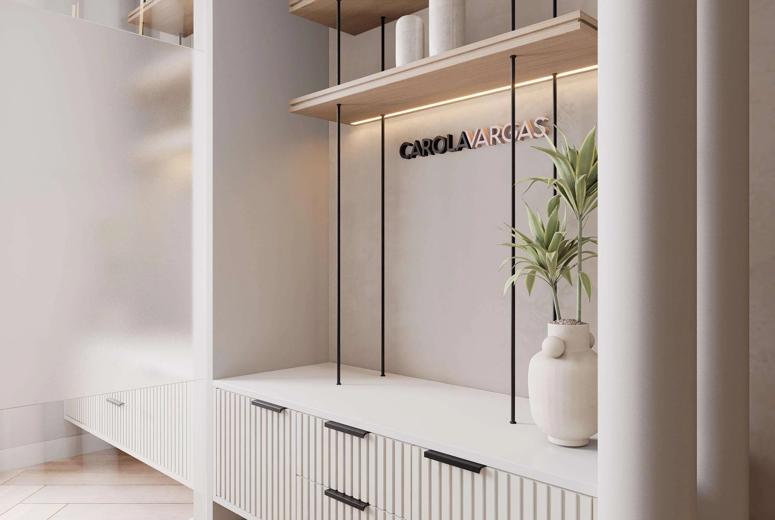 Mesón de recepción del centro de Medicina Estética en Miami — Grupo Lecaros
