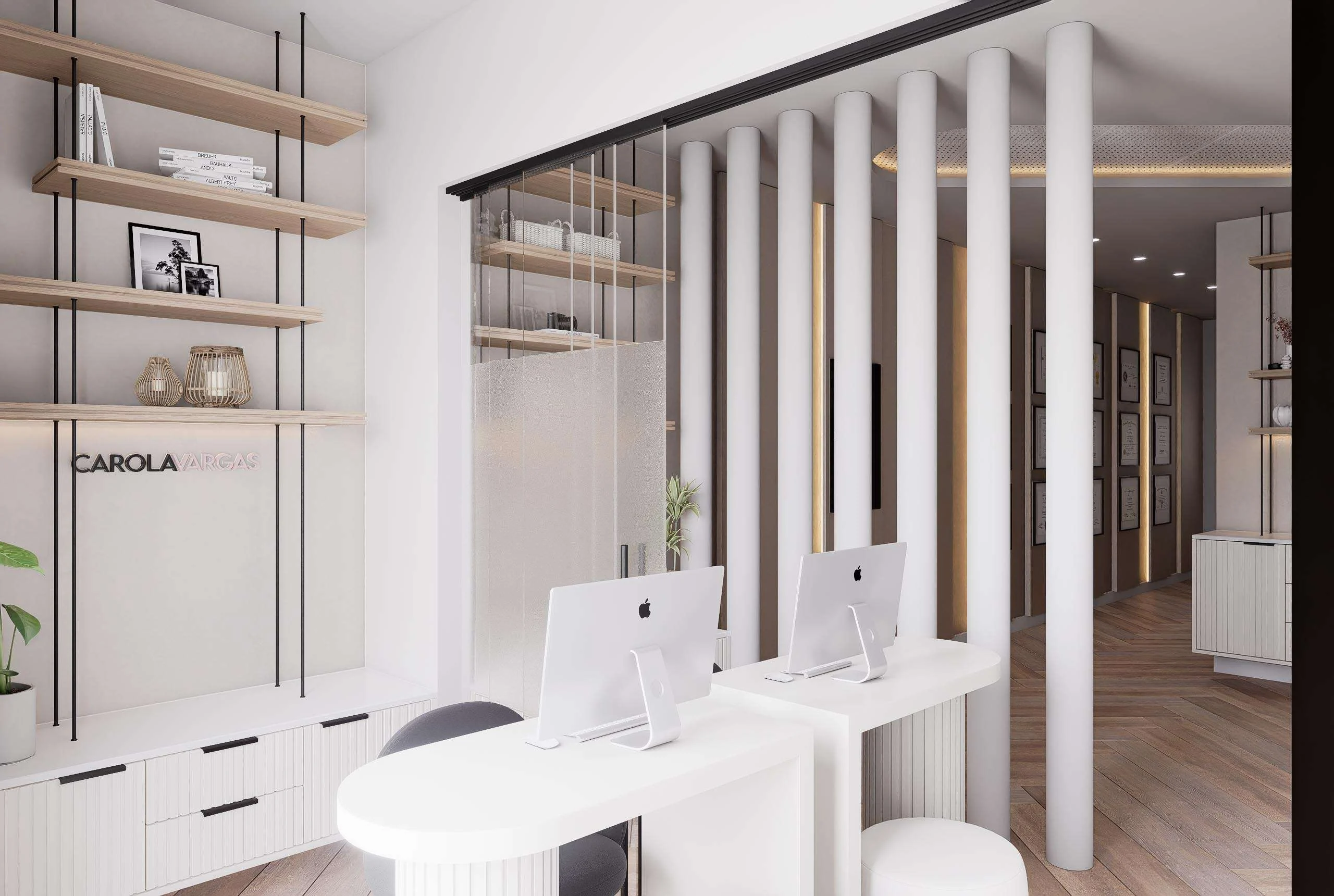 Mesón de recepción del centro de Medicina Estética en Miami — Grupo Lecaros