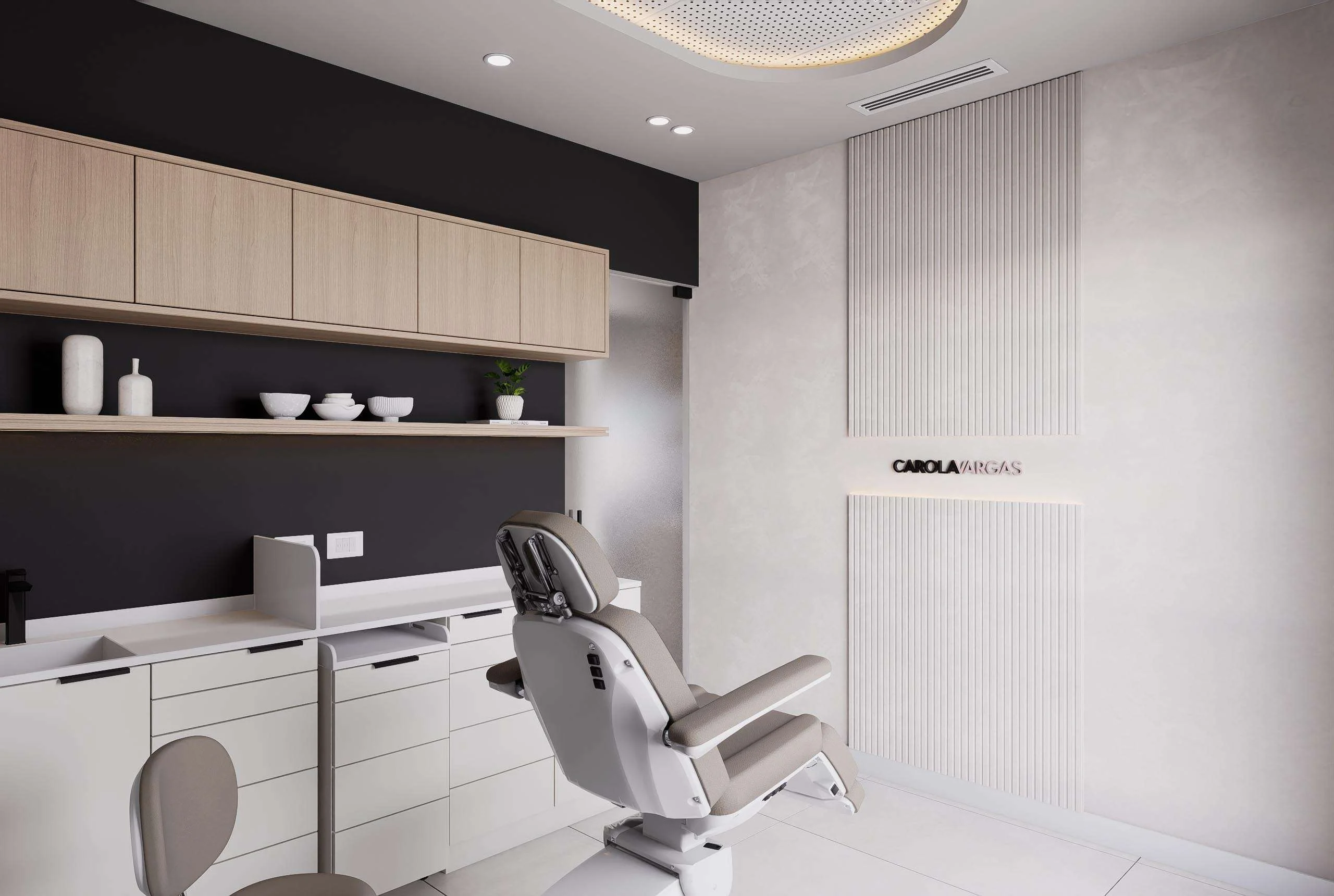 Box de atención con sillón de tratamiento del centro de Medicina Estética en Miami — Grupo Lecaros