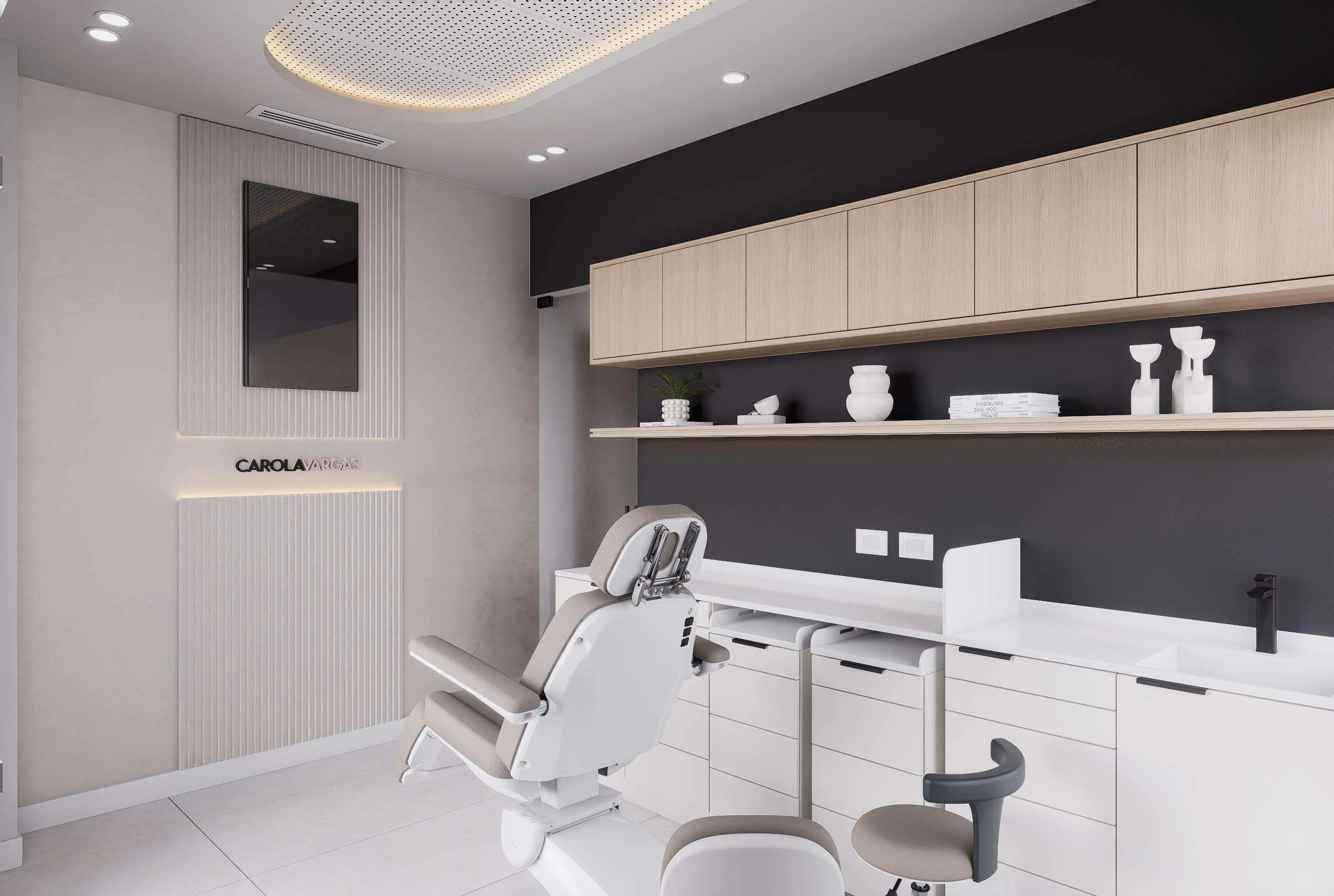 Box de atención con sillón de tratamiento del centro de Medicina Estética en Miami — Grupo Lecaros